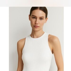 Aritzia White Ribbed Tank Top